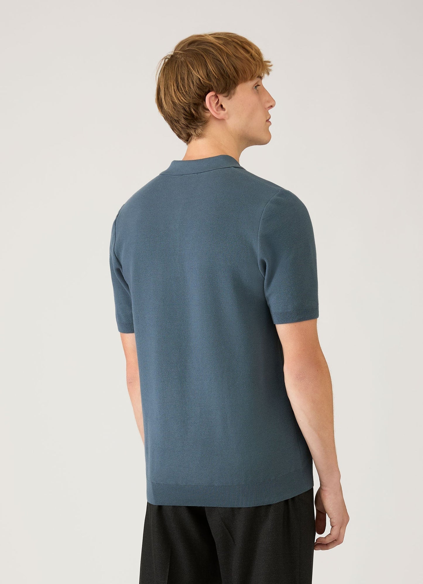 Mens Knit Polo Shirt In Slate Blue Mpol8115 Buua