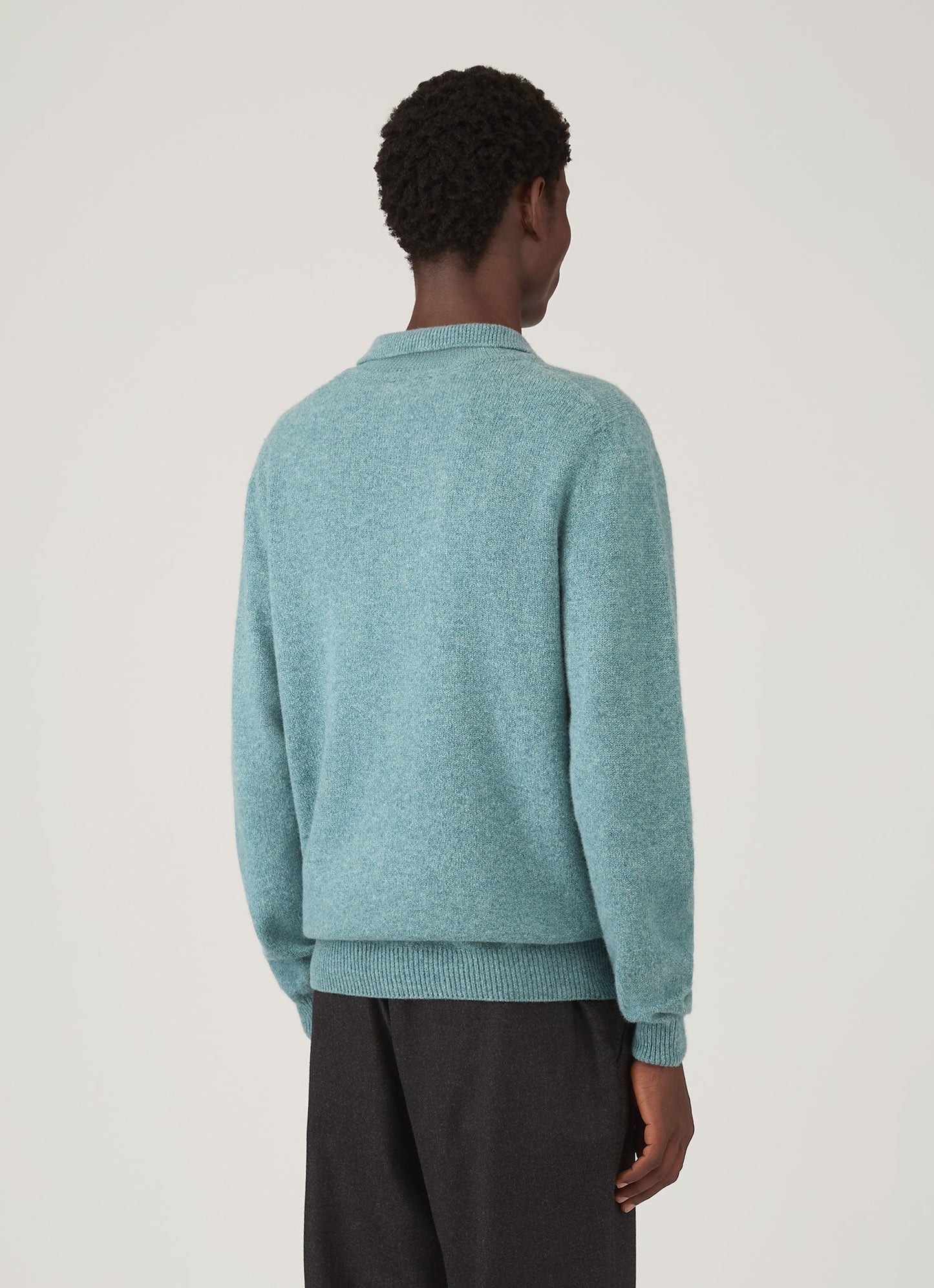 Mens Lambswool Polo Shirt In Steel Green Mpol8188 Gniu
