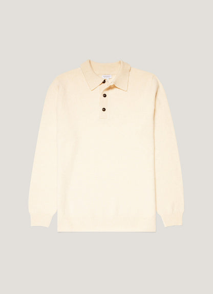 Mens Lambswool Polo Shirt In Ecru Mpol8188 Whcr