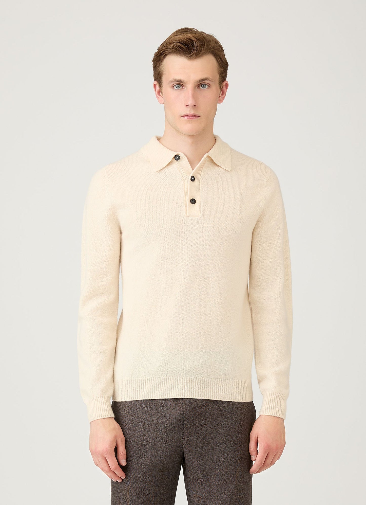 Mens Lambswool Polo Shirt In Ecru Mpol8188 Whcr