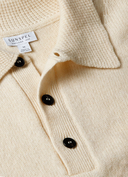 Mens Lambswool Polo Shirt In Ecru Mpol8188 Whcr