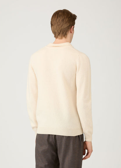 Mens Lambswool Polo Shirt In Ecru Mpol8188 Whcr