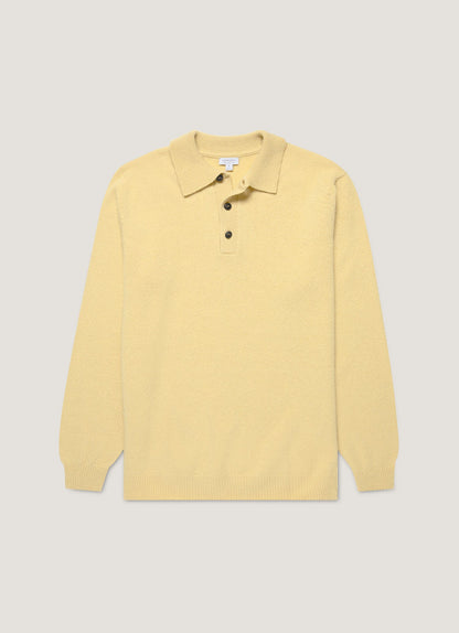 Mens Lambswool Polo Shirt In Dusty Yellow Mpol8188 Ylbf