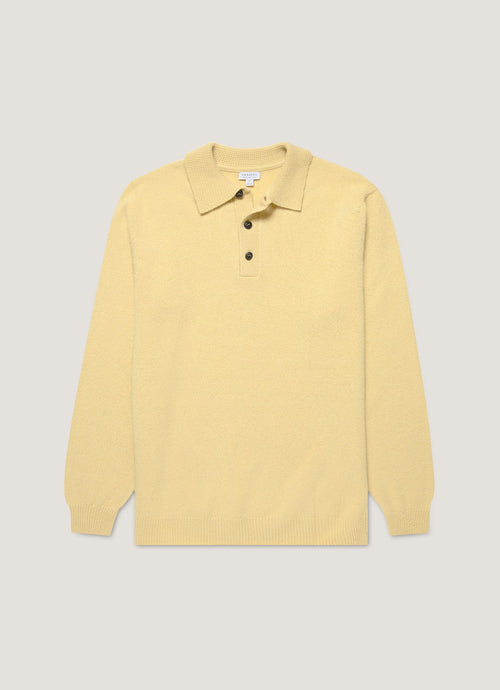 Mens Lambswool Polo Shirt In Dusty Yellow Mpol8188 Ylbf