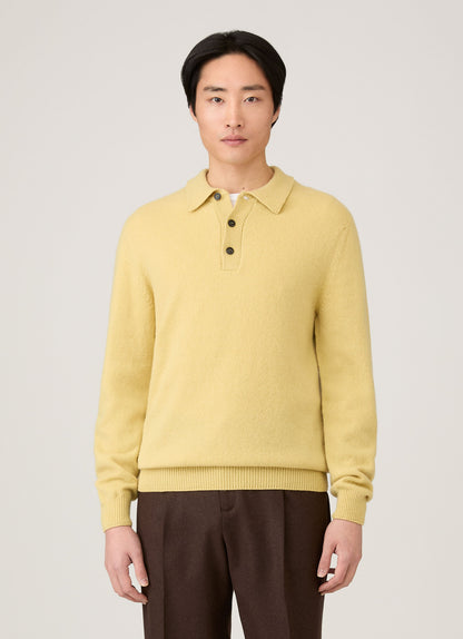 Mens Lambswool Polo Shirt In Dusty Yellow Mpol8188 Ylbf