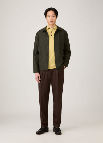 Mens Lambswool Polo Shirt In Dusty Yellow Mpol8188 Ylbf
