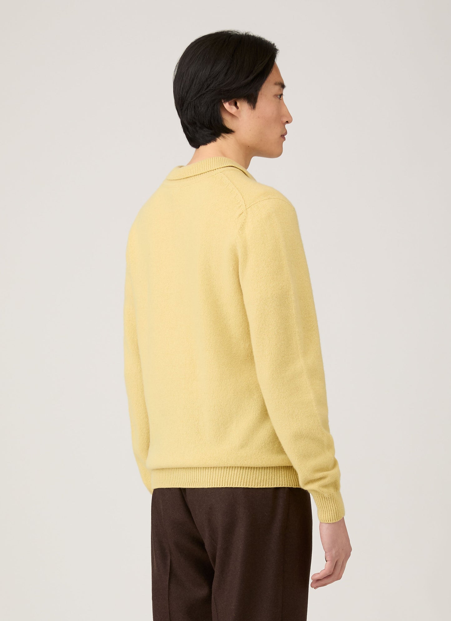 Mens Lambswool Polo Shirt In Dusty Yellow Mpol8188 Ylbf