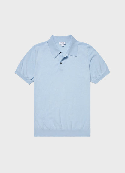 Mens Ice Cotton Polo Shirt In Blue Mist Mpol8275 Buvq
