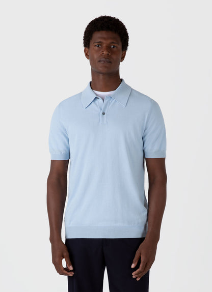 Mens Ice Cotton Polo Shirt In Blue Mist Mpol8275 Buvq