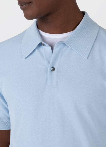 Mens Ice Cotton Polo Shirt In Blue Mist Mpol8275 Buvq