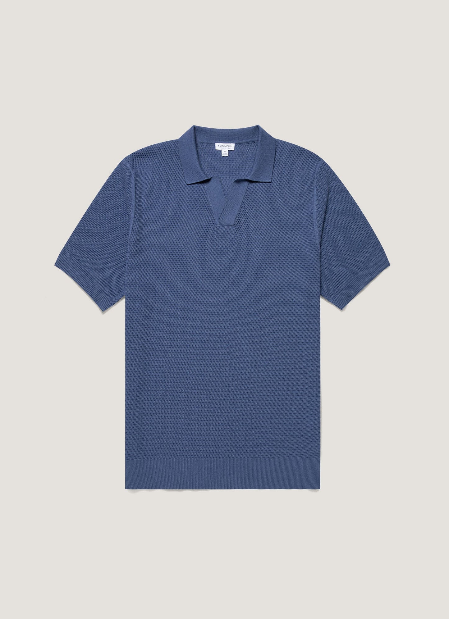 Mens Compact Mesh Knit Polo Shirt In Soft Denim Mpol8280 Buwc