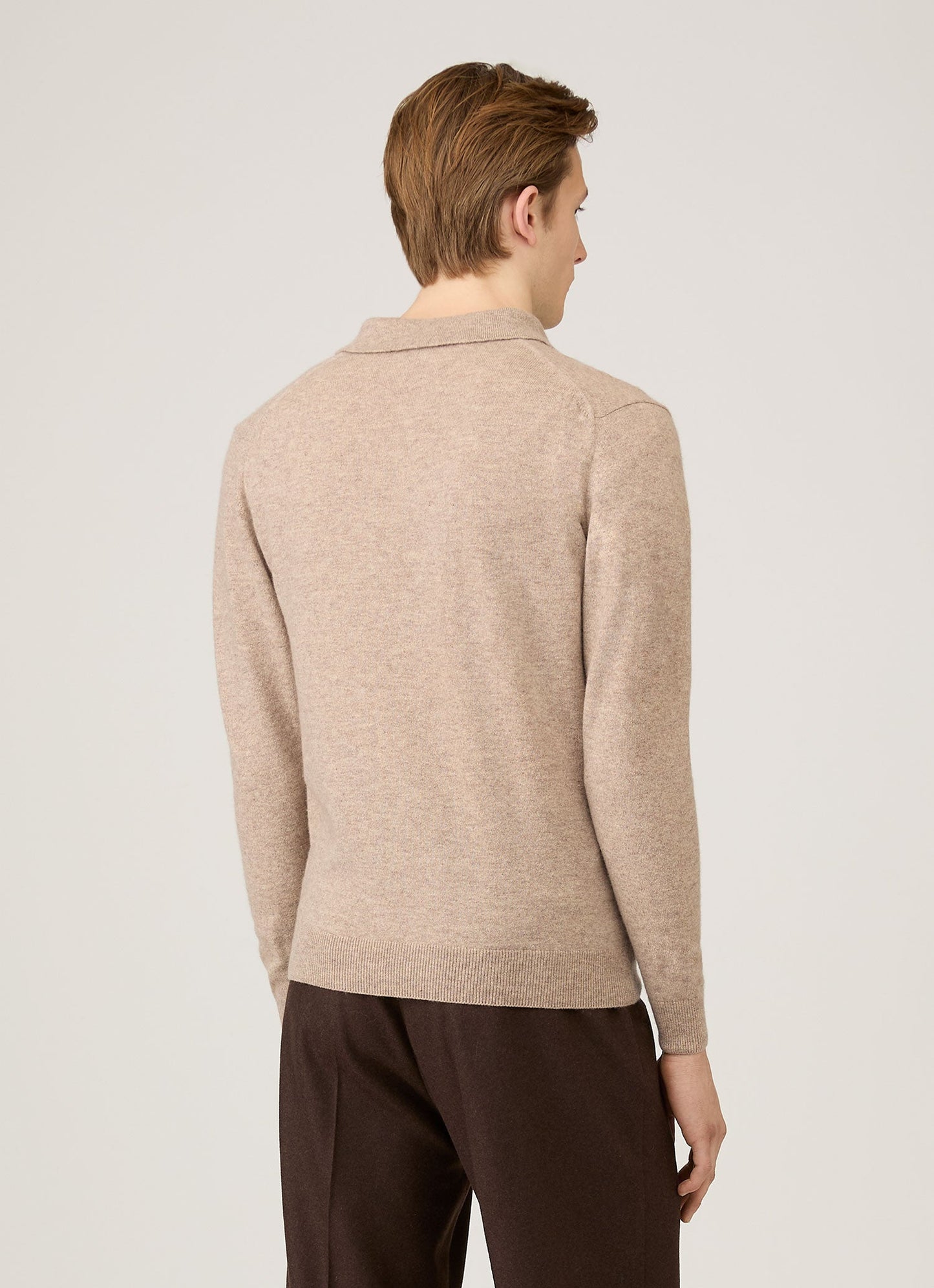 Mens Cashmere Polo Shirt In Oatmeal Melange Mpol8293 Whao