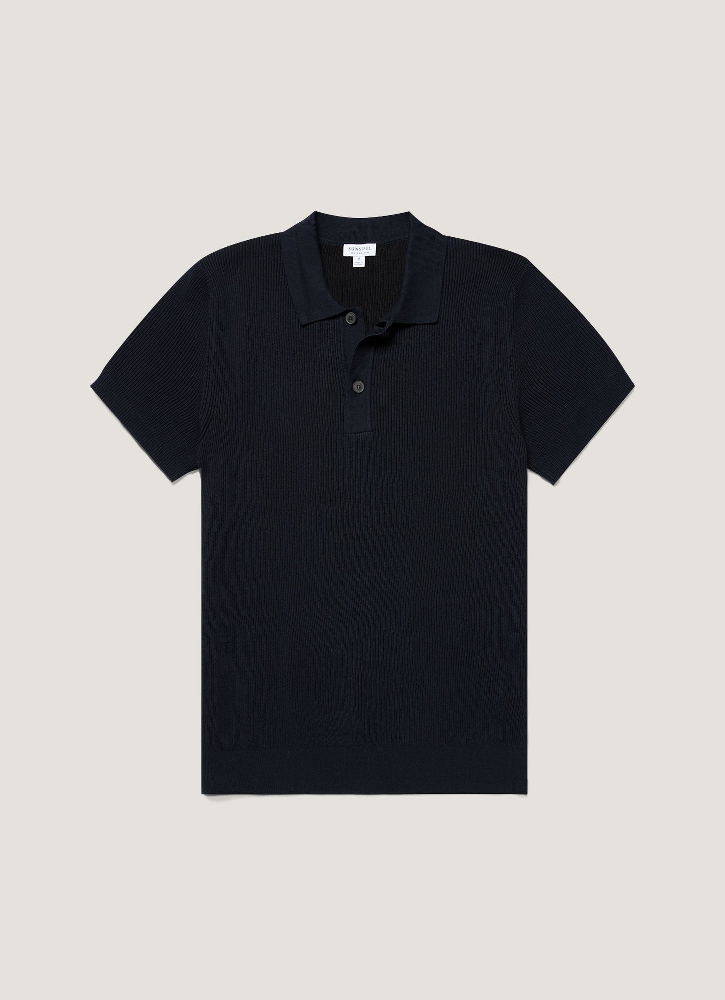 Mens Two Colour Rib Polo Shirt In Navy Mpol8317 Buaa