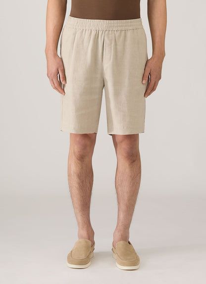 Mens Linen Drawstring Short In Sand Mshr3516 Brbd