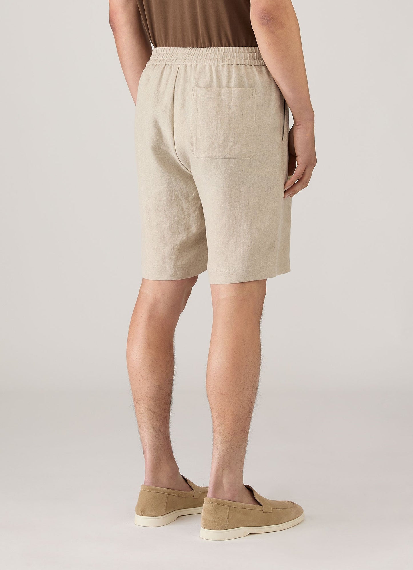 Mens Linen Drawstring Short In Sand Mshr3516 Brbd
