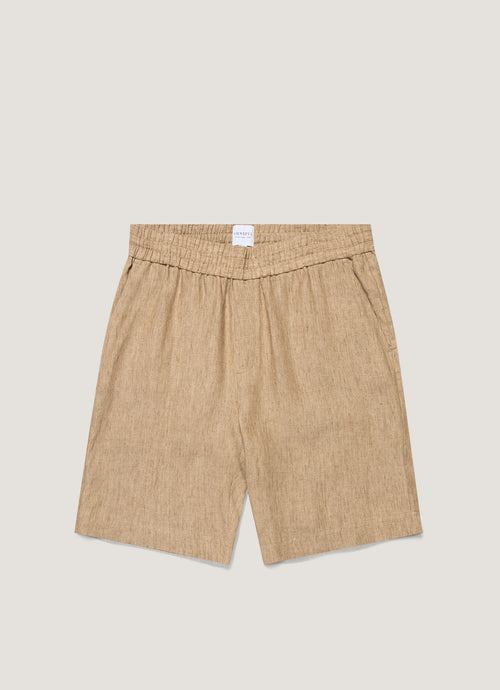 Mens Linen Drawstring Short In Dune Melange Mshr3516 Brga