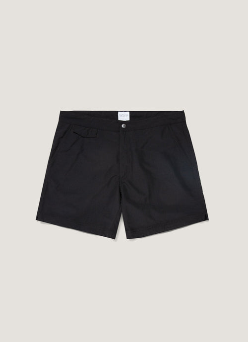 Mens Upcycled Marine Plastic Tailored Swim Short In Black