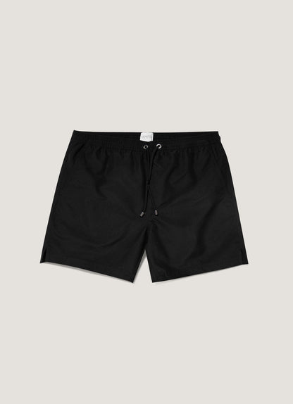 Mens Upcycled Marine Plastic Drawstring Swim Short In Black