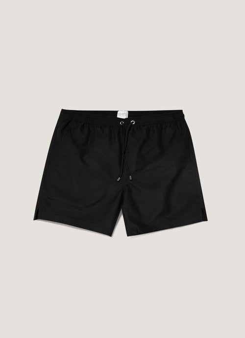 Mens Upcycled Marine Plastic Drawstring Swim Short In Black