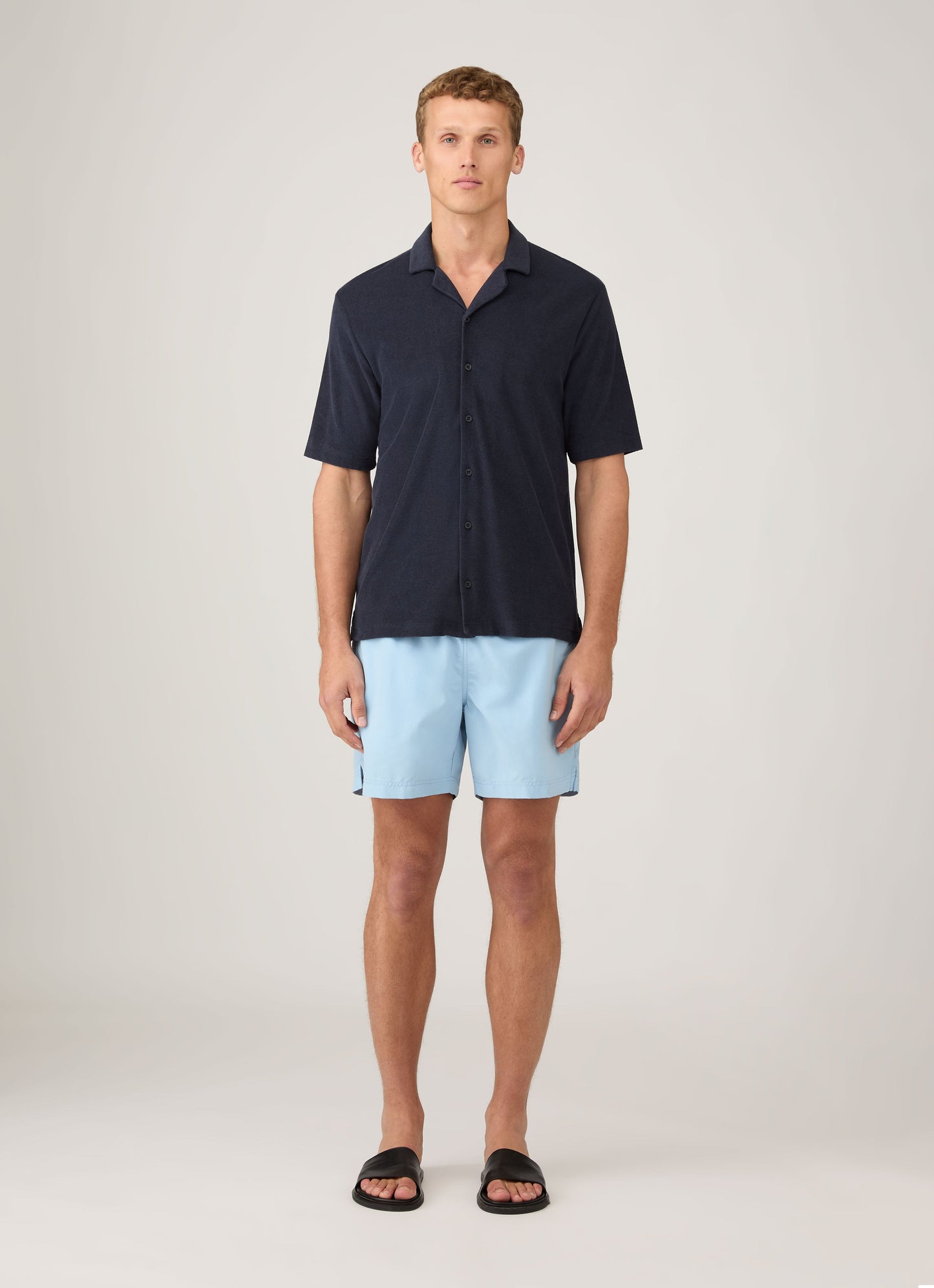 Mens Upcycled Marine Plastic Drawstring Swim Short In Light Blue