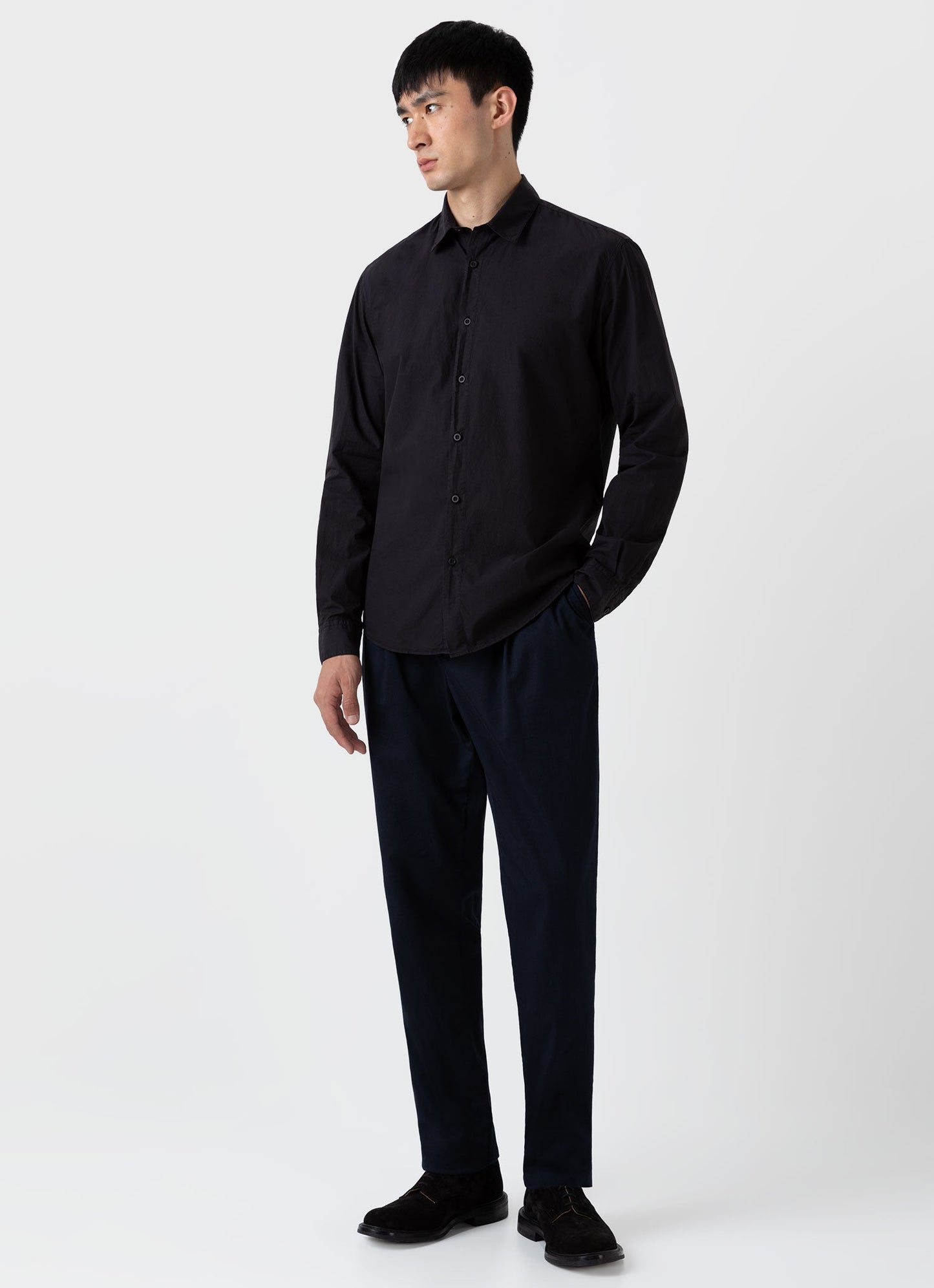 Men S Lightweight Poplin Shirt In Black Msht2059 Bkaa