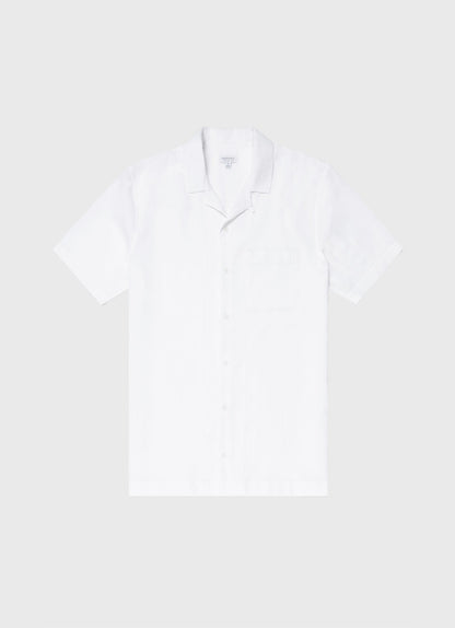 Mens Waffle Camp Collar Shirt In White Msht2064 Whaa