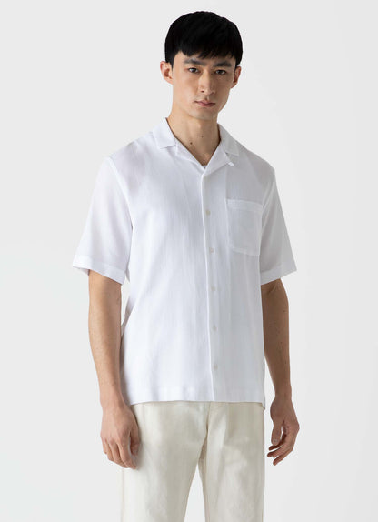 Mens Waffle Camp Collar Shirt In White Msht2064 Whaa
