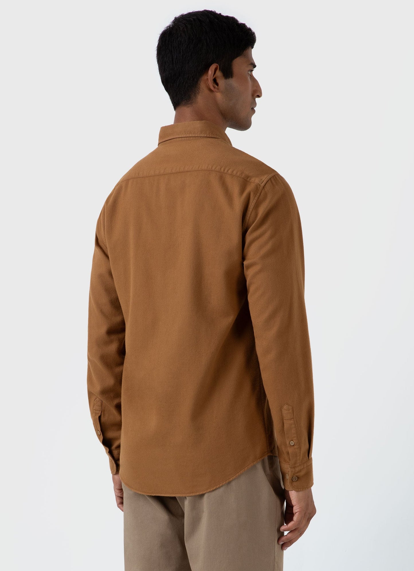 Mens Brushed Cotton Flannel Shirt In Dark Camel Msht2074 Bres