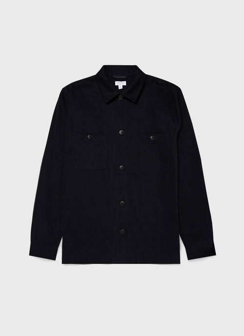 Mens Brushed Cotton Wool Overshirt In Navy Msht2094 Buaa