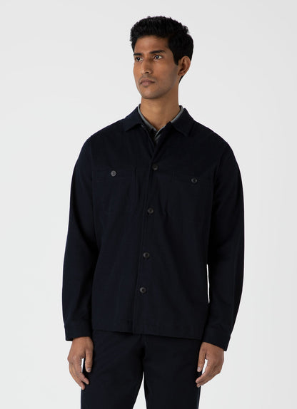 Mens Brushed Cotton Wool Overshirt In Navy Msht2094 Buaa