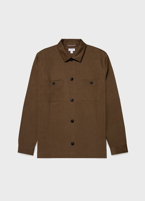 Mens Brushed Cotton Wool Overshirt In Dark Stone Msht2094 Whdc