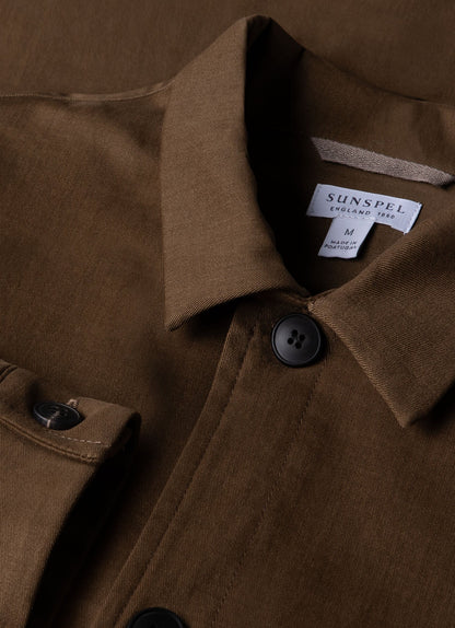Mens Brushed Cotton Wool Overshirt In Dark Stone Msht2094 Whdc