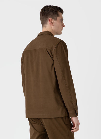 Mens Brushed Cotton Wool Overshirt In Dark Stone Msht2094 Whdc