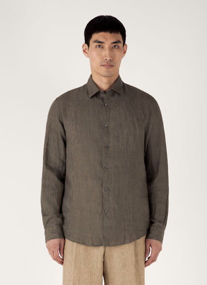 Mens Linen Shirt In Dusk Green Msht2106 Gnij