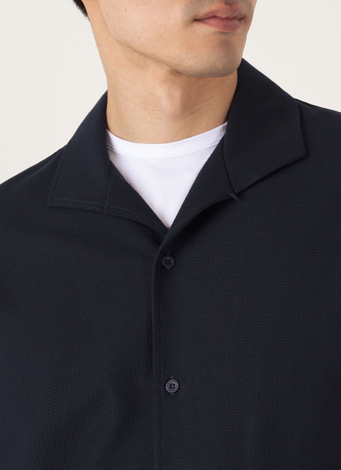 Mens Short Sleeve Textured Jersey Shirt In Midnight Navy Msht2109 Buvn