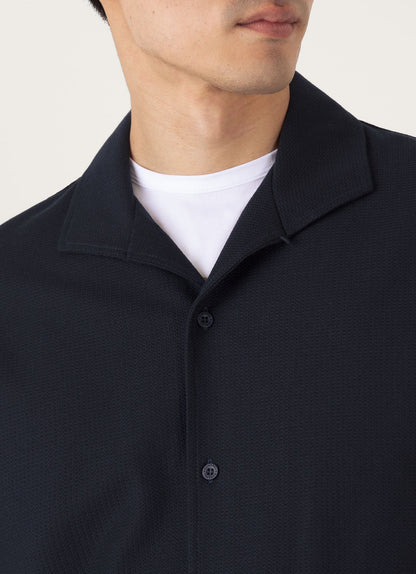 Mens Short Sleeve Textured Jersey Shirt In Midnight Navy Msht2109 Buvn