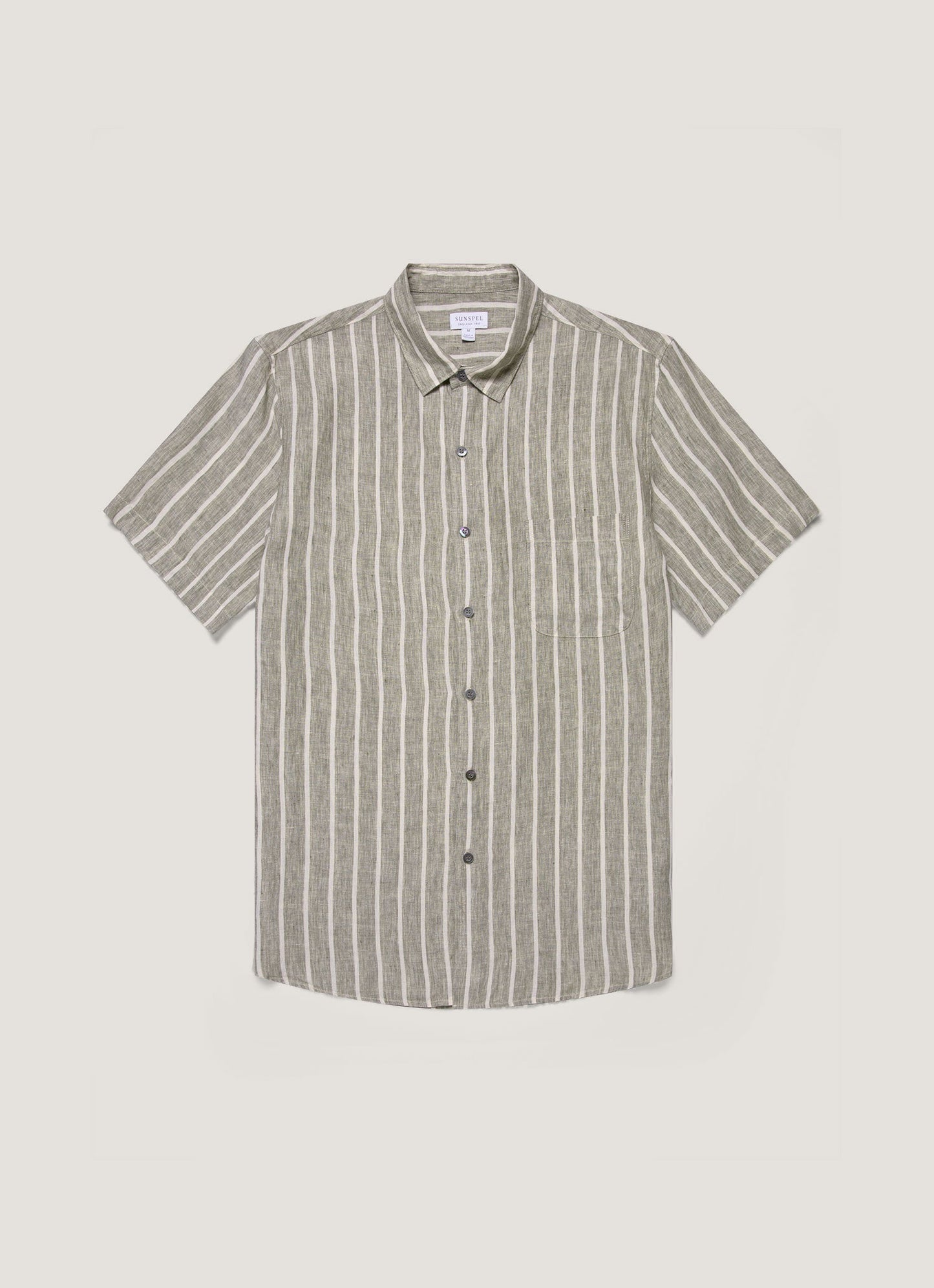 Mens Short Sleeve Linen Shirt In Dusk Green Ecru Msht2119 Stno