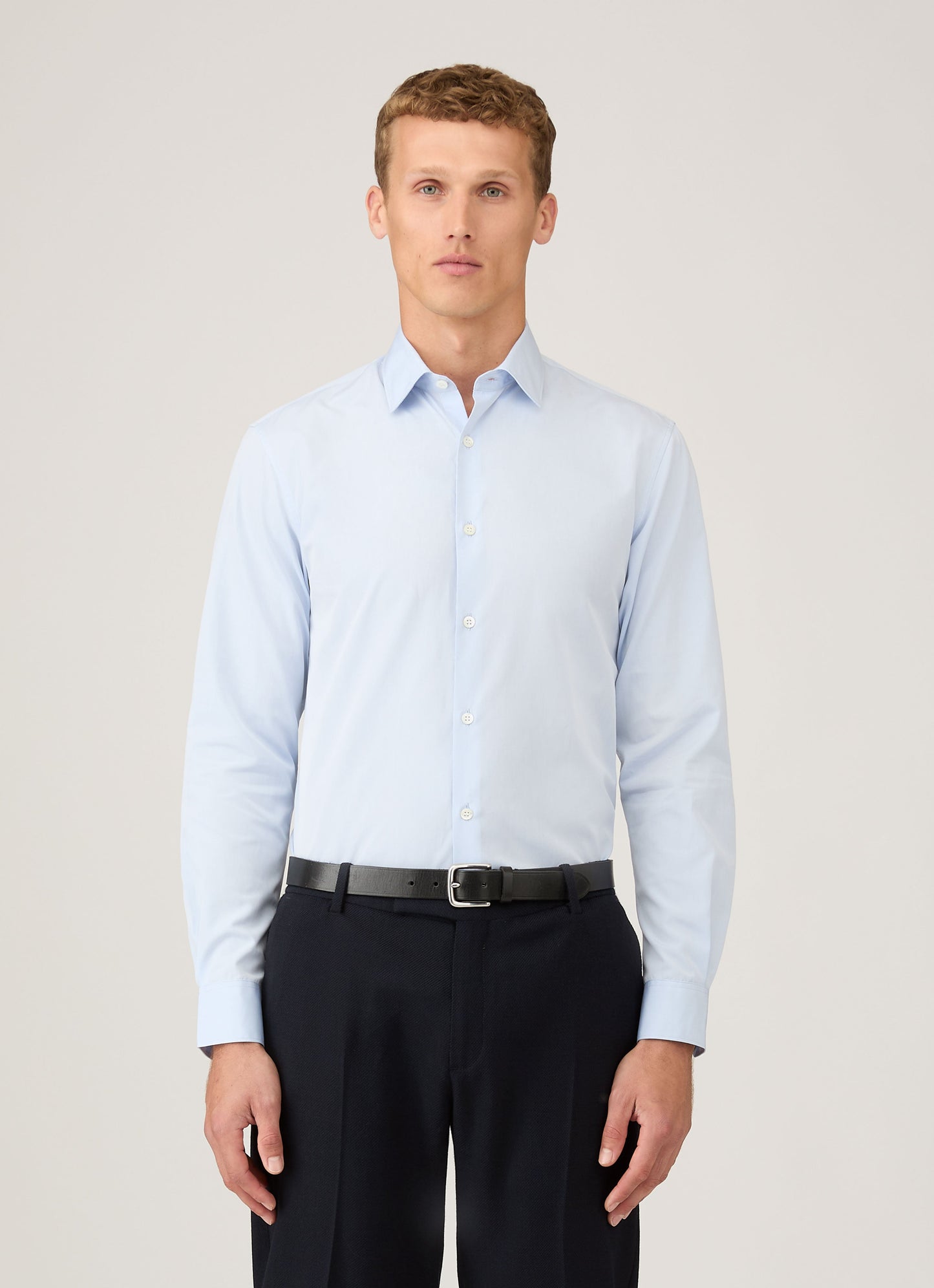 Mens Sea Island Cotton Smart Shirt In Light Blue