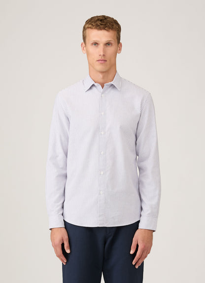 Mens Oxford Shirt In White Navy Msht2128 Stkt