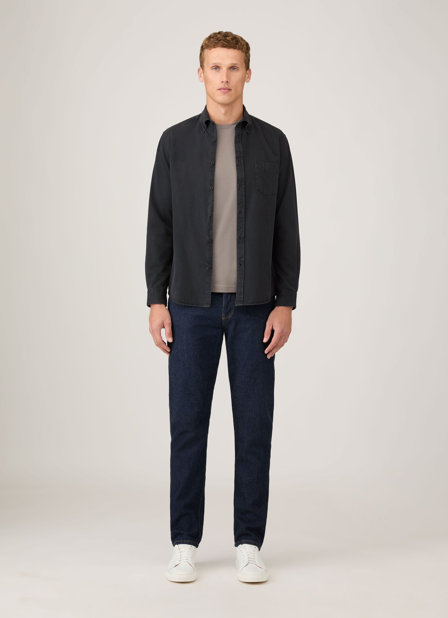Mens Button Down Twill Shirt In Black Msht2134 Bkbh