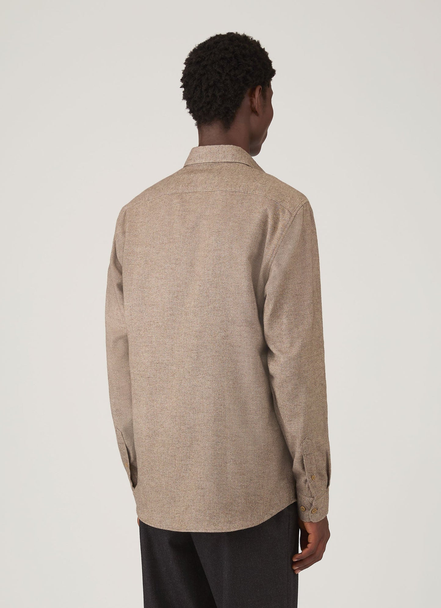 Mens Brushed Cotton Shirt In Light Brown Melange Msht2135 Brgn