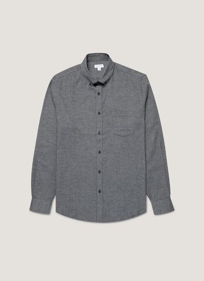 Mens Brushed Cotton Shirt In Charcoal Melange Msht2135 Gyad