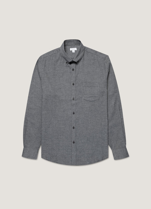 Mens Brushed Cotton Shirt In Charcoal Melange Msht2135 Gyad