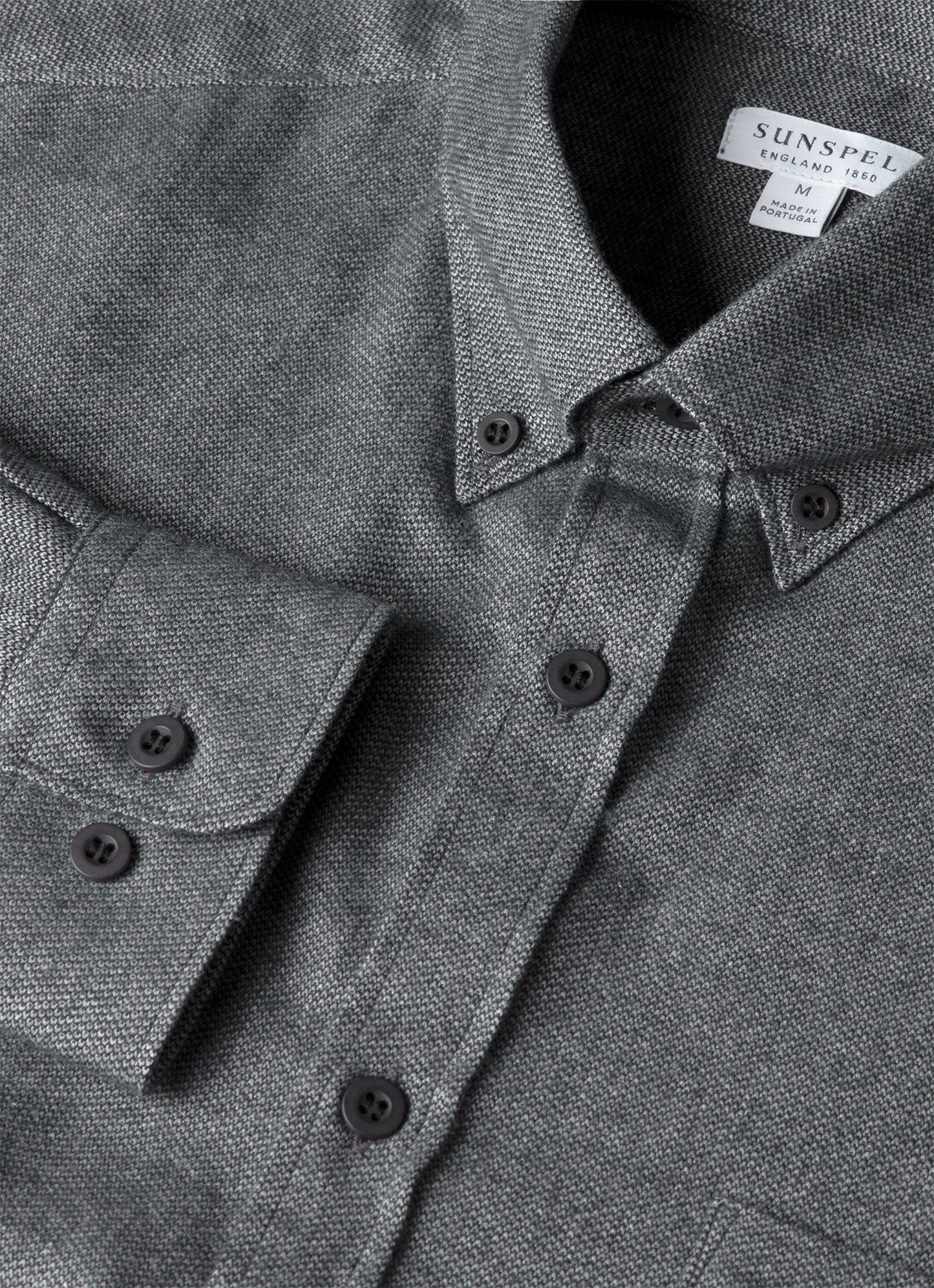Mens Brushed Cotton Shirt In Charcoal Melange Msht2135 Gyad