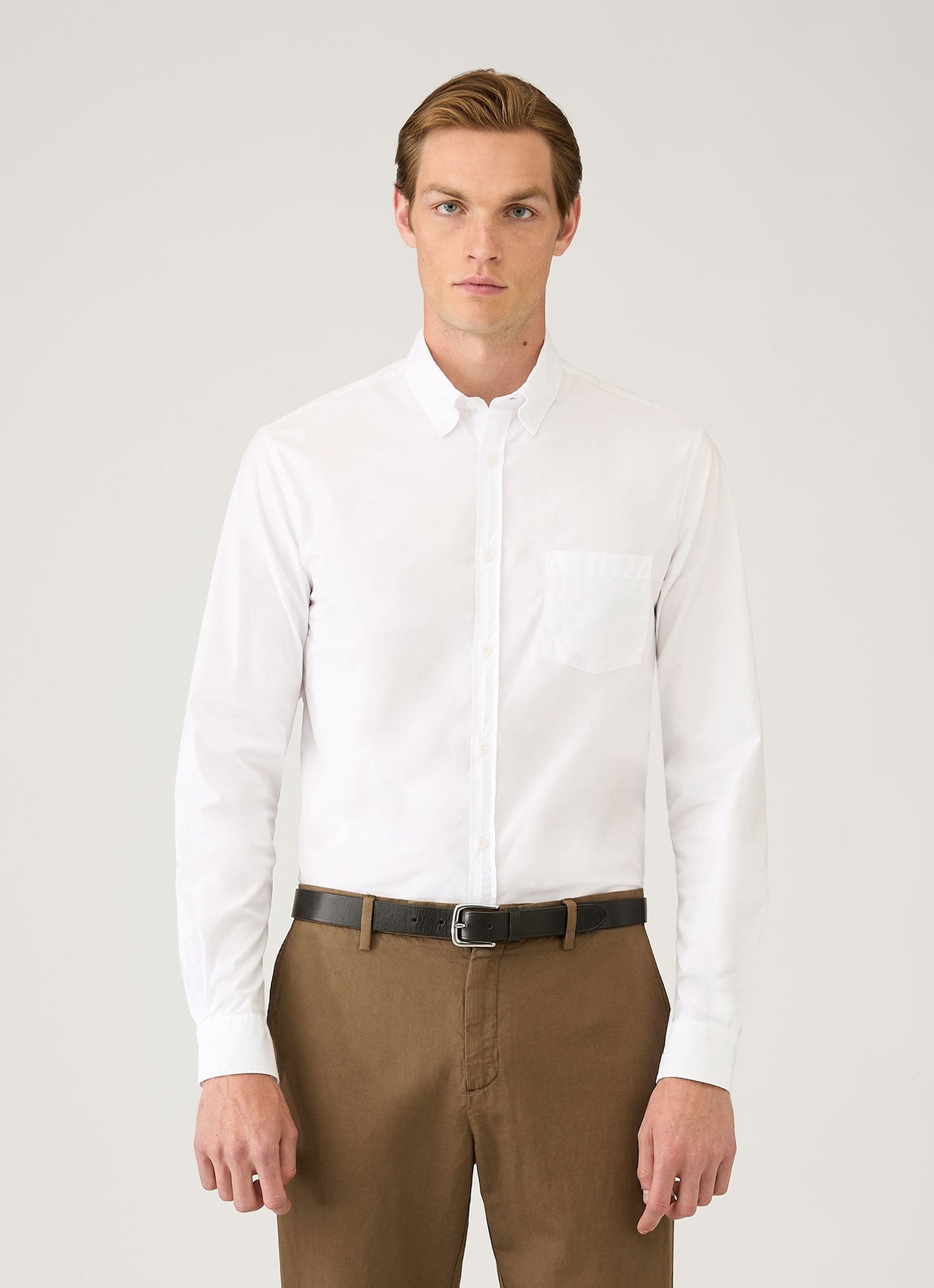 Mens Button Down Poplin Shirt In White Msht2148 Whaa