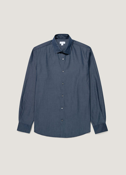 Mens Sea Island Cotton Shirt In Indigo Msht2150 Buad