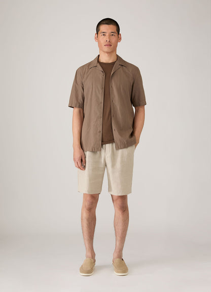 Mens Textured Stripe Camp Collar Shirt In Dark Cedar Msht2151 Brgr