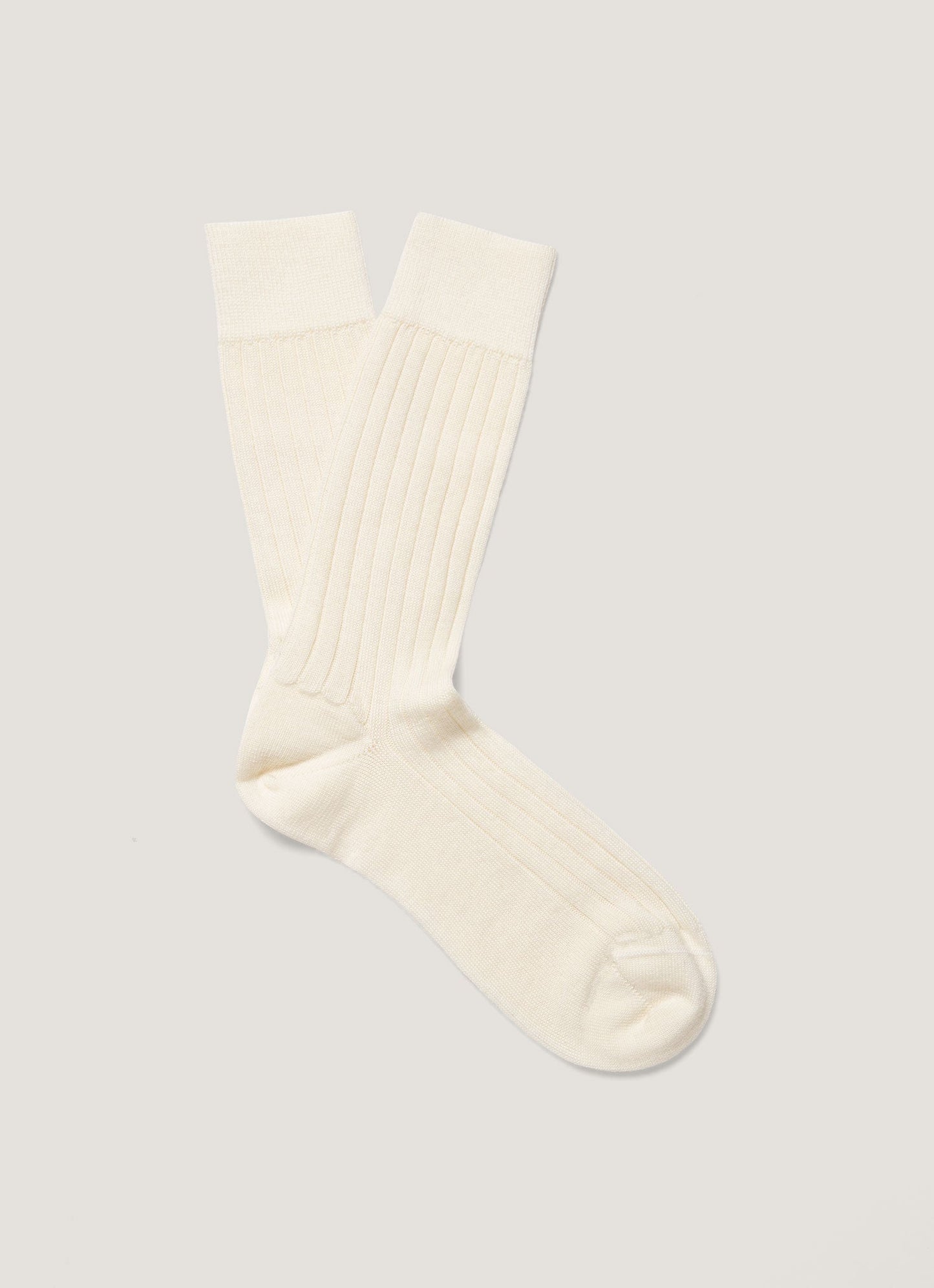 Mens Merino Wool Ribbed Sock In Archive White Msoc9489 Whai