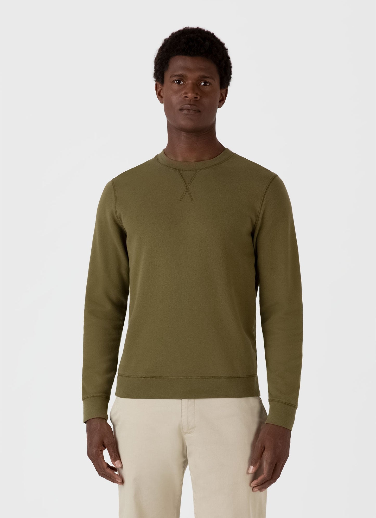 Mens Loopback Sweatshirt In Olive Green Mswe1516 Gnia
