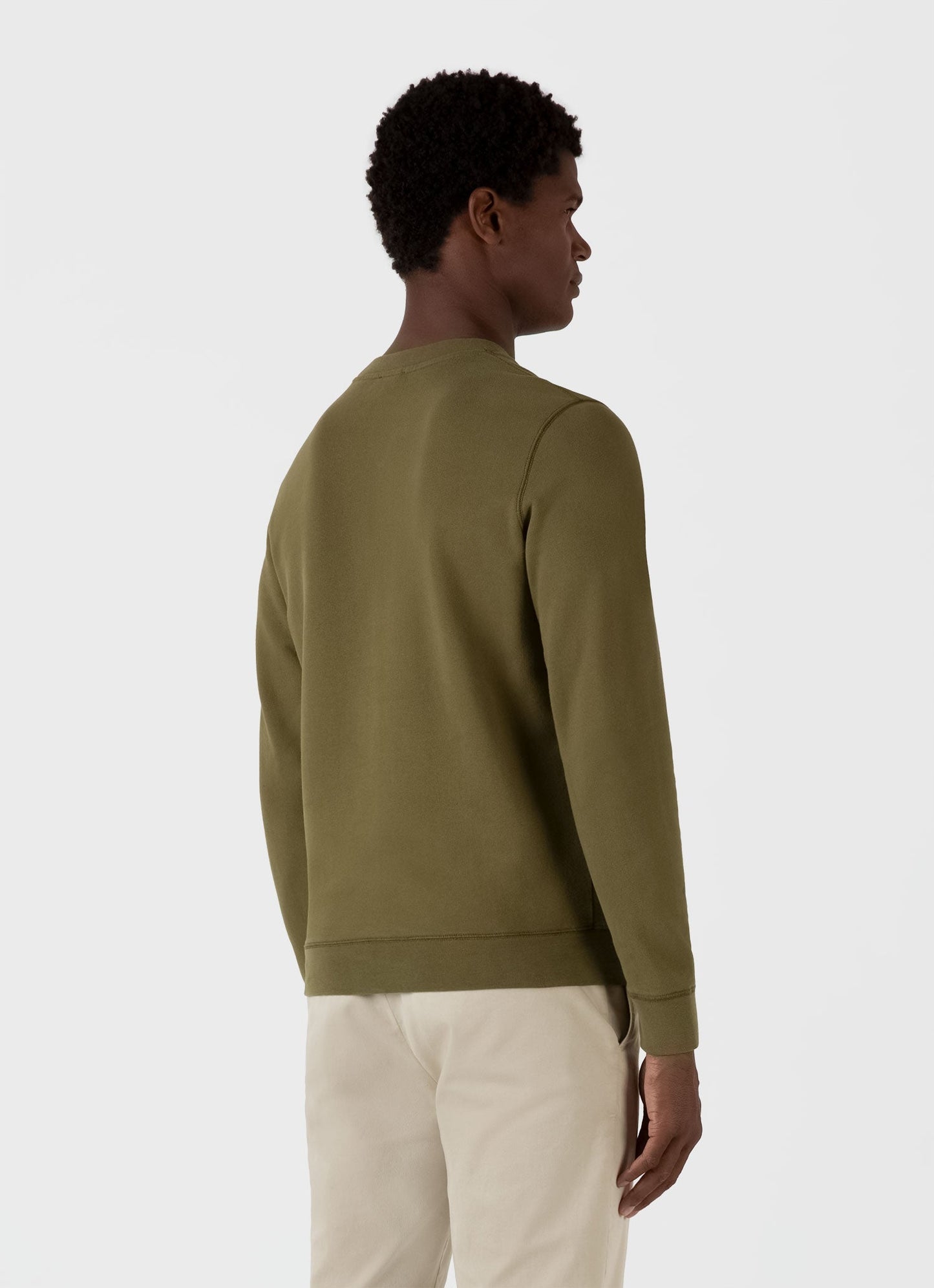Mens Loopback Sweatshirt In Olive Green Mswe1516 Gnia